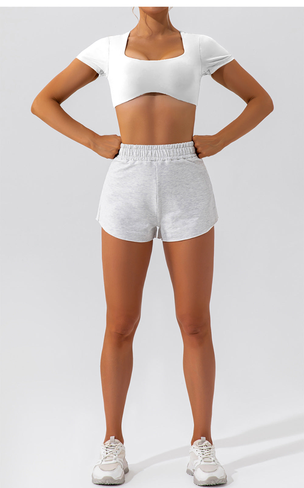 yoga clothing short-sleeved women's navel running sports top women's quick-drying naked fitness short-sleeved T-shirt