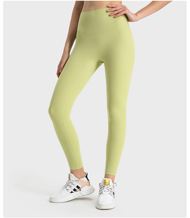 SPR pumped strip ribbed without embarrassing line high waist hip-lifting yoga pants for women wearing belly-holding fitness sports nine-point pants