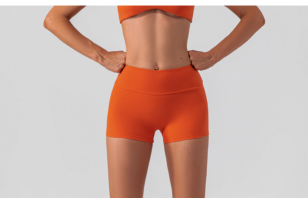 Women Shorts high-waist fitness shorts without embarrassing lines double-sided brushed yoga pants women's hip-lifting tight sports shorts