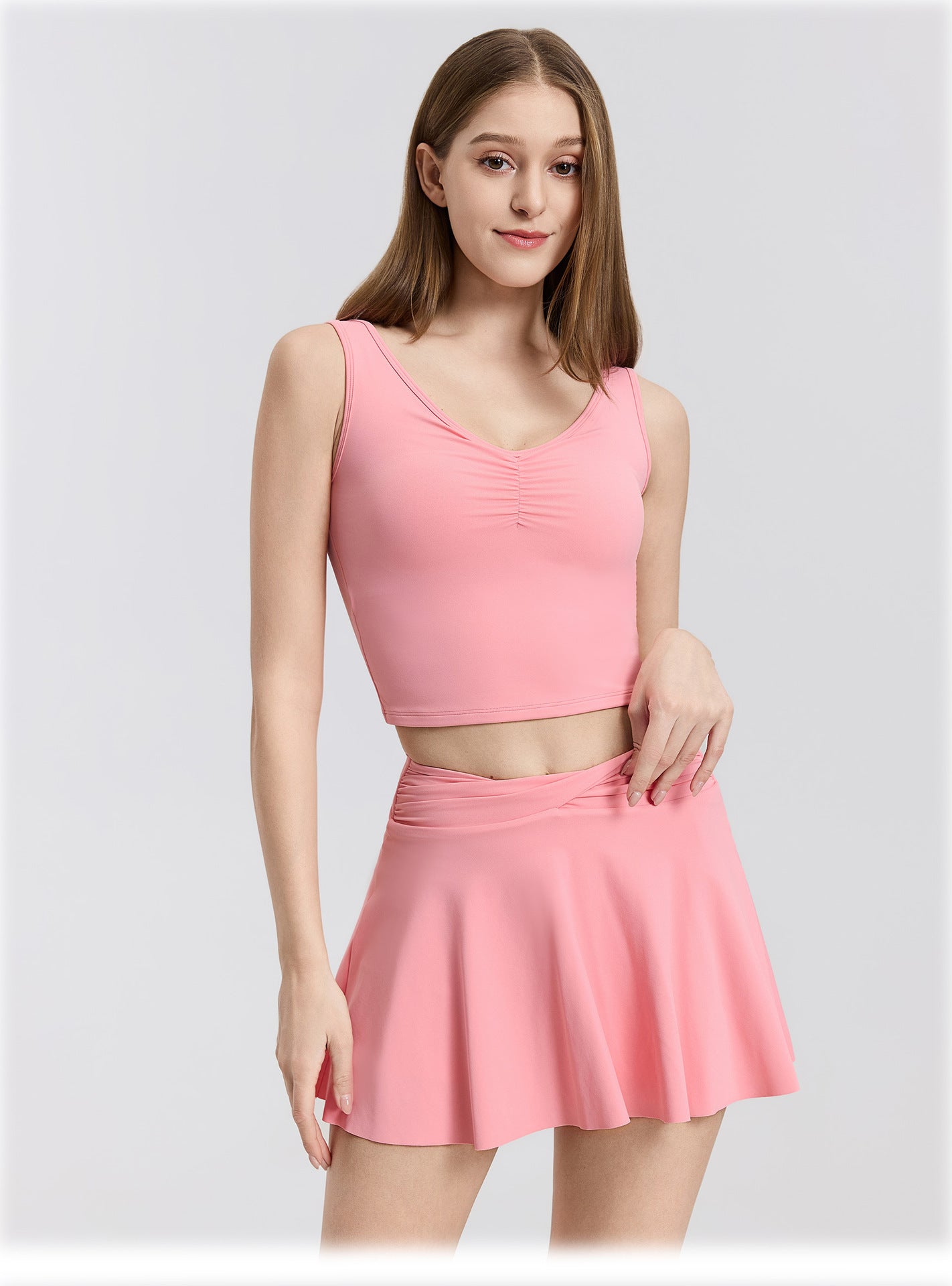 03/2026 fouregg Cloud-Feel One-Shoulder Yoga Top Built-in Bra Running Tops DX5874