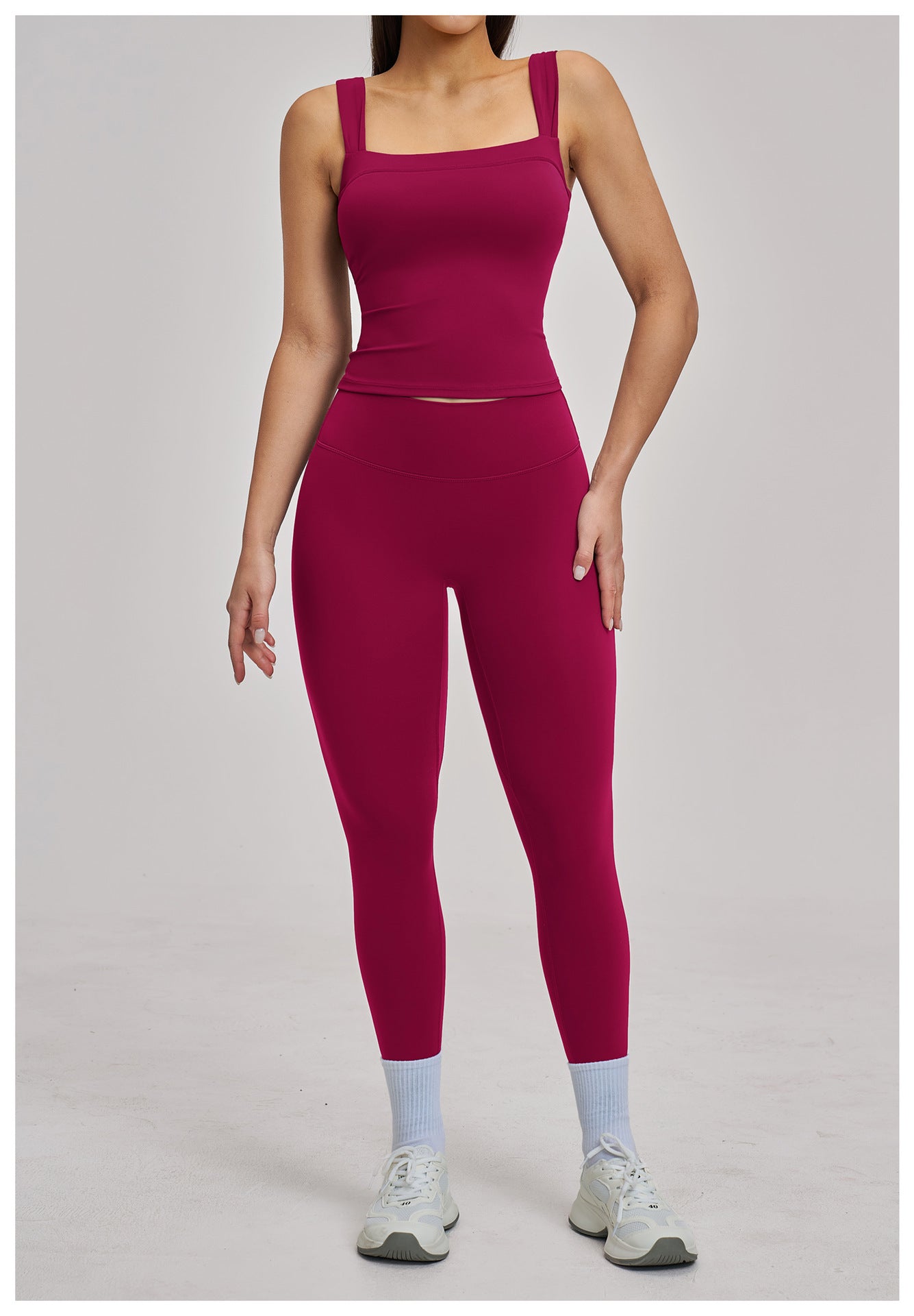 03/2026 Spring European and American style outdoor sports fitness suit, brushed tight-fitting yoga wear, shockproof sports suit for women, 4520