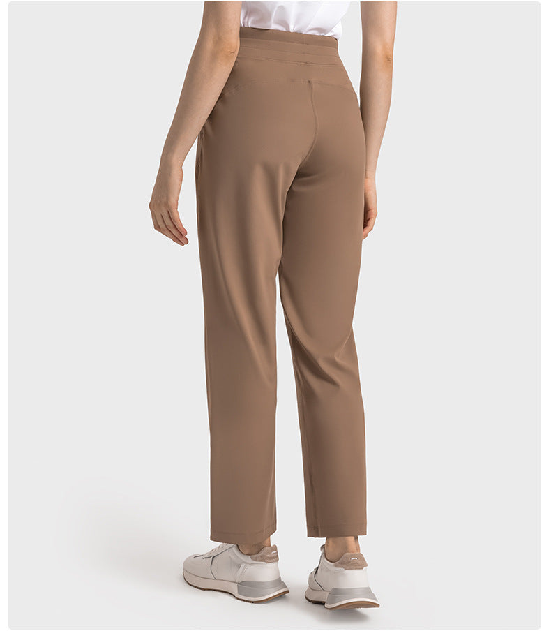 Hyosung Spandex Straight Casual All-match Sports Trousers Women's High Waist Abdominal Training Fitness Yoga Pants