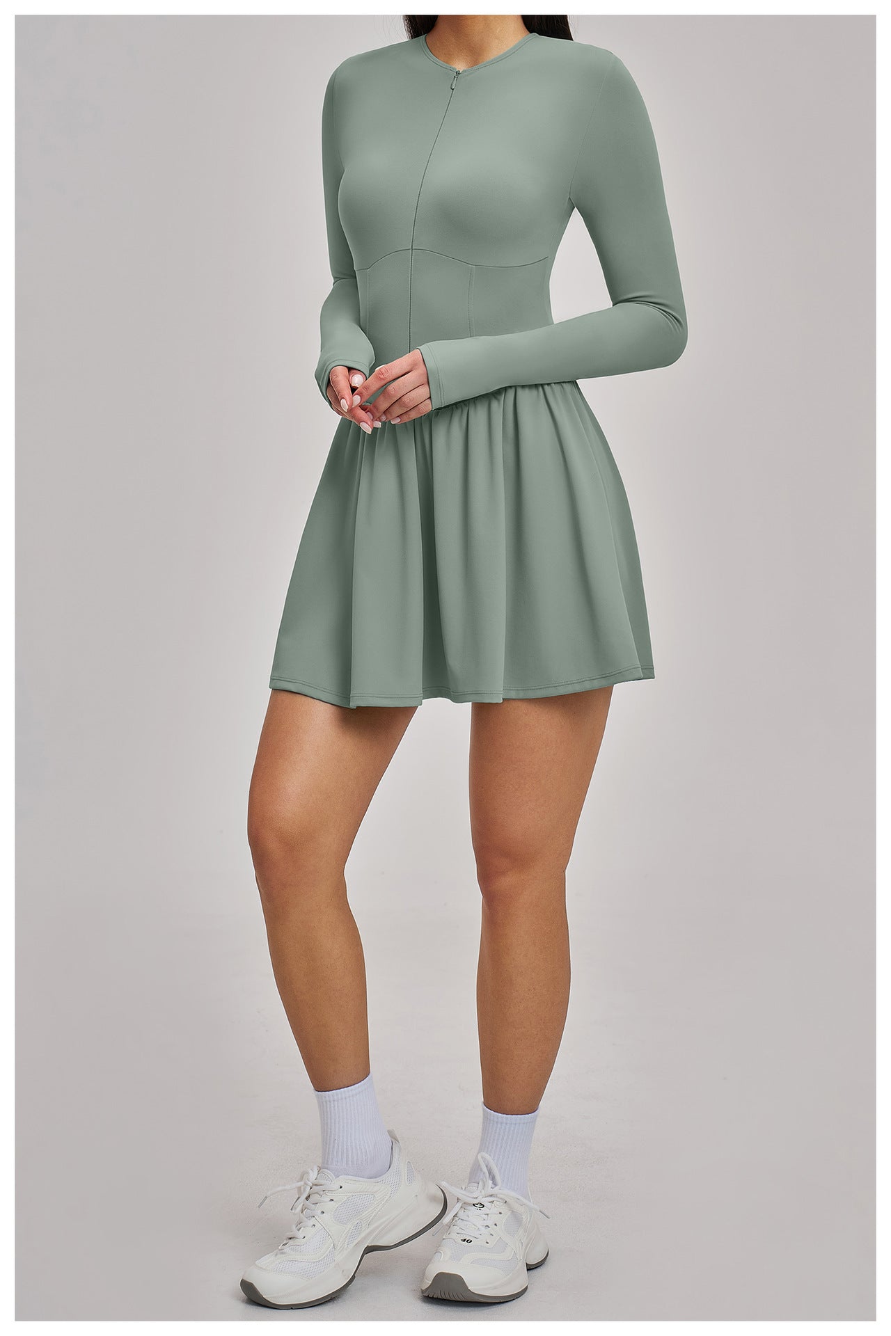 03/2026  Falda de tenis FOUREGG de imitación de dos piezas al por mayor, capa base, falda con bolsillo anticomprometida para fitness, vestido deportivo 9577