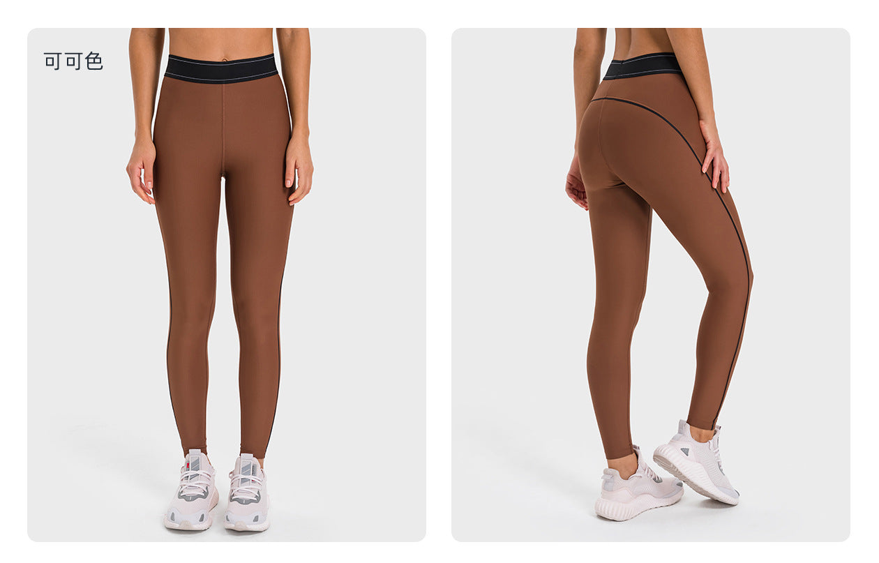 03/2023 CF color contrast elastic waist sports leggings high elastic training fitness yoga pants women