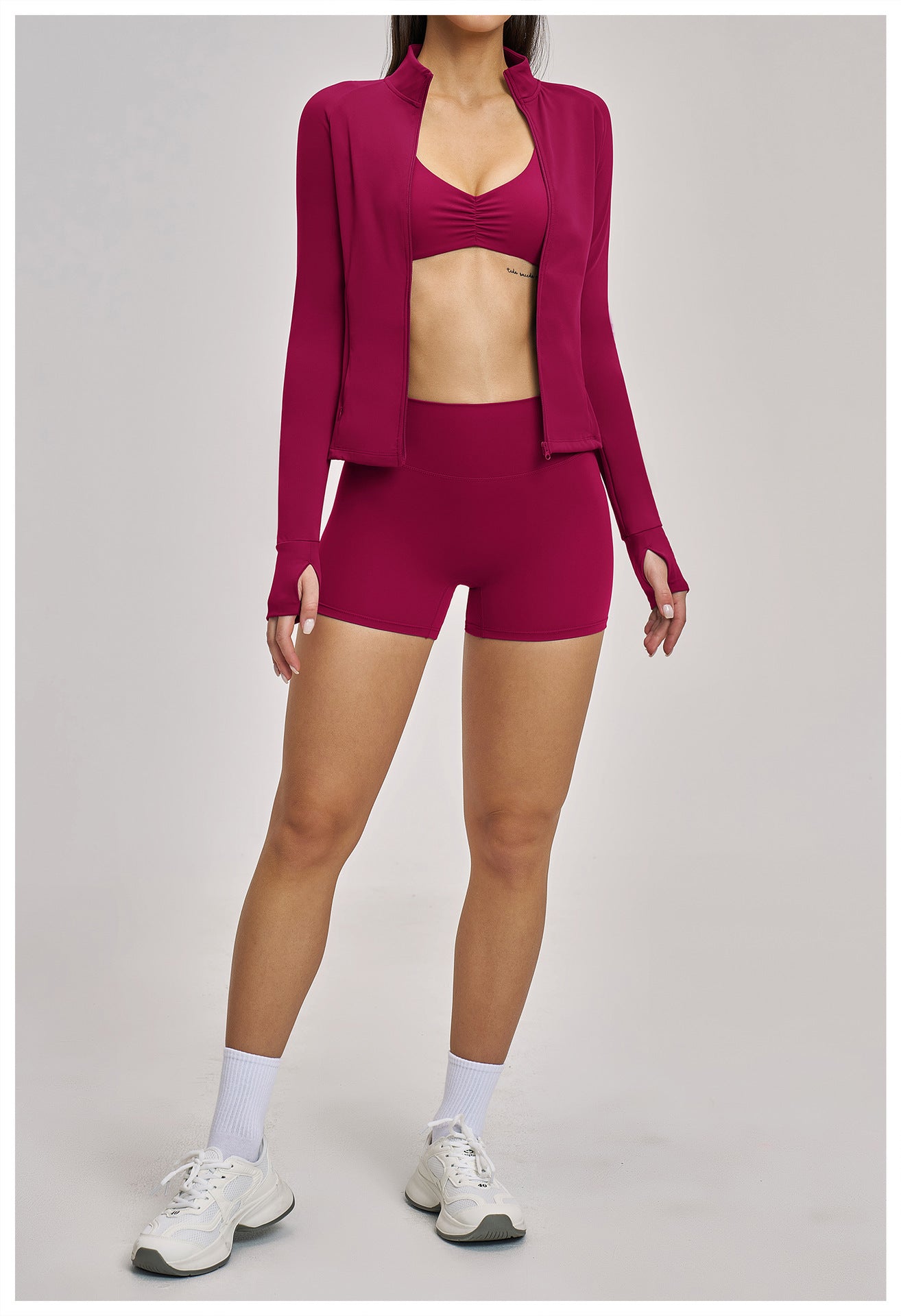03/2026 Spring Yoga Set Casual Fitness Suit Women's Outdoor Running Sports Three-Piece Set 4510