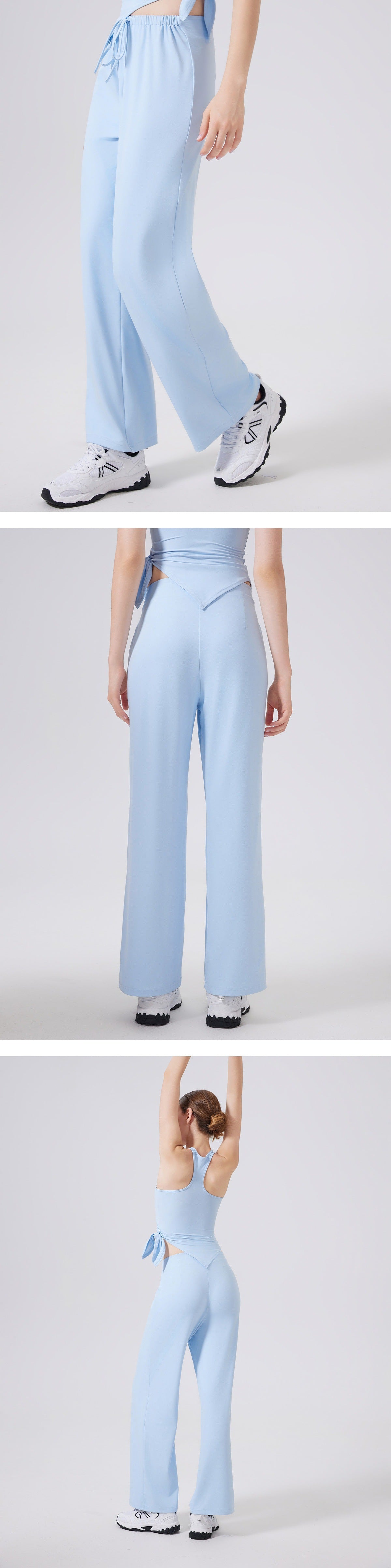 08/2025 High-waisted, hip-lifting, loose-fitting straight-leg trousers for women, featuring a nude look, perfect for running, slimming, fitness, and casual yoga.