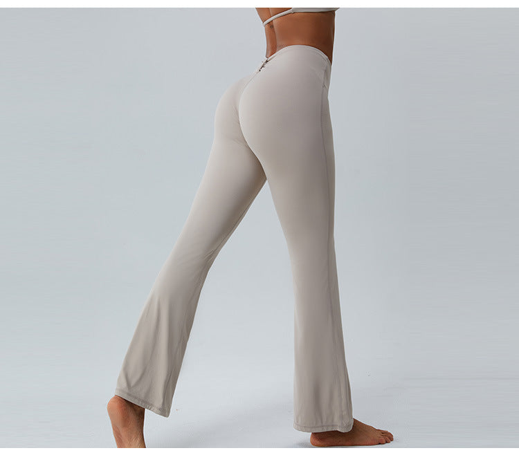 2023.08 Autumn new naked sense of lean speaker yoga pants women micro stretch wide leg pants high waist lift hip outdoor sports fitness pants