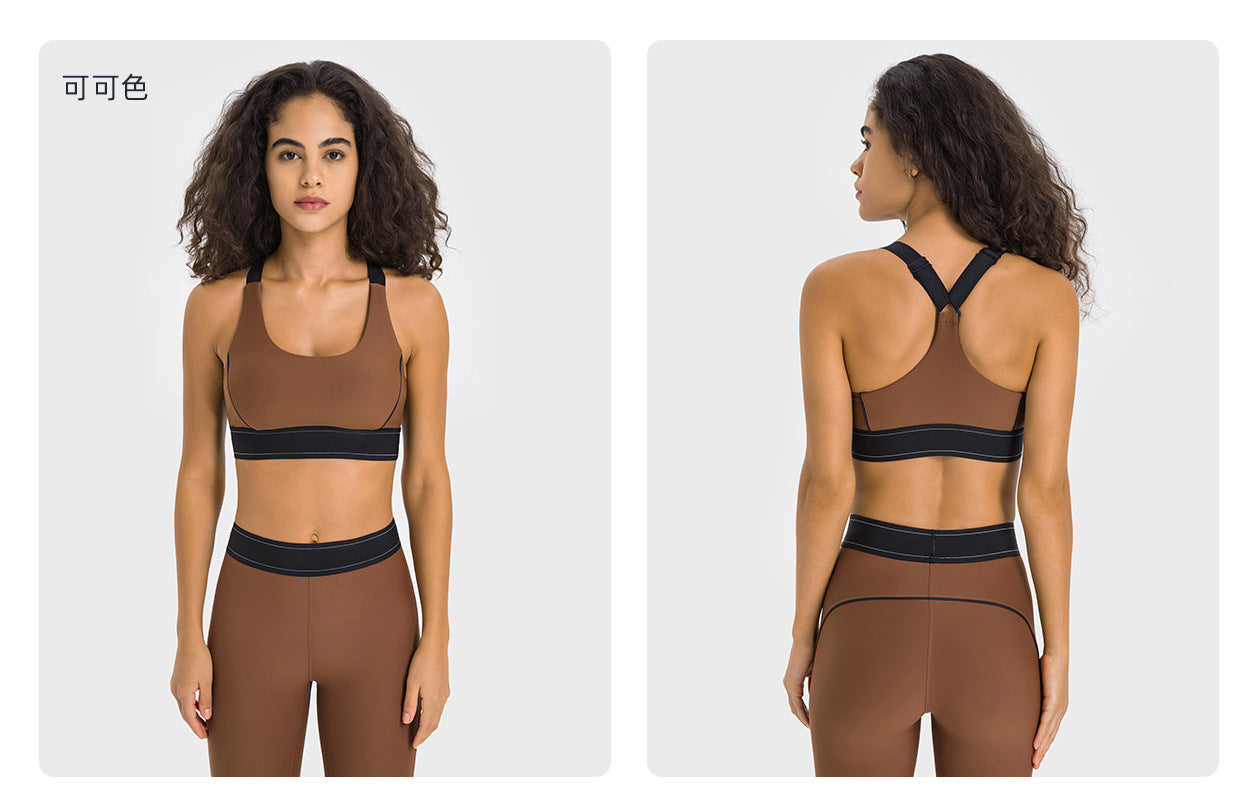 03/2023 Contrast color adjustable shoulder strap CF cloud sense sports underwear high-intensity training sports bra