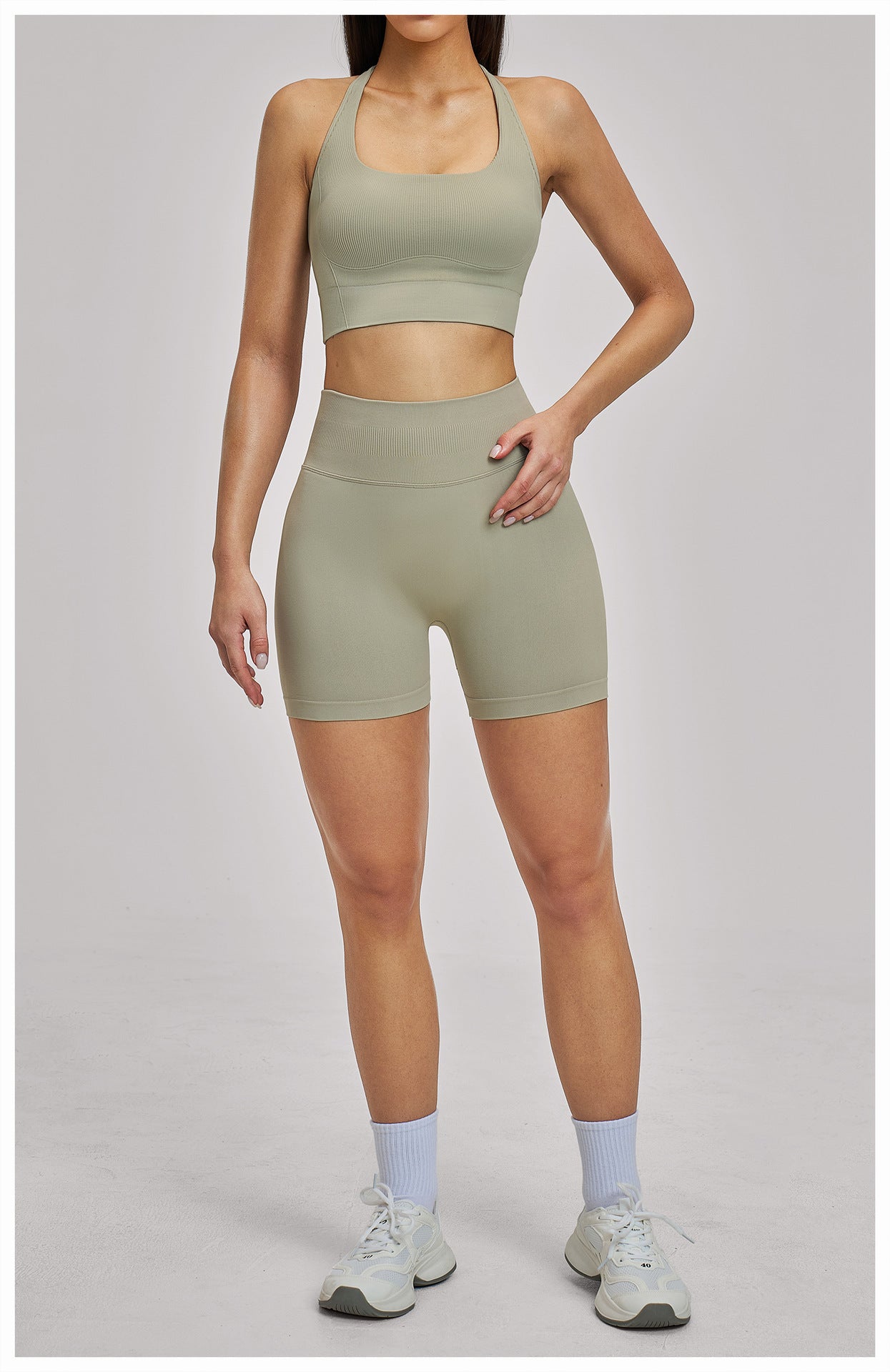 03/2026 Racerback Fitted Yoga Set, Seamless Fitness Wear, High-Elastic Running Sports Set for Women, 5518