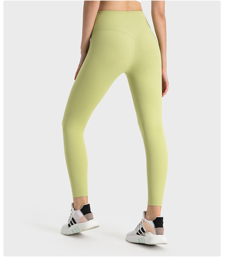 SPR pumped strip ribbed without embarrassing line high waist hip-lifting yoga pants for women wearing belly-holding fitness sports nine-point pants