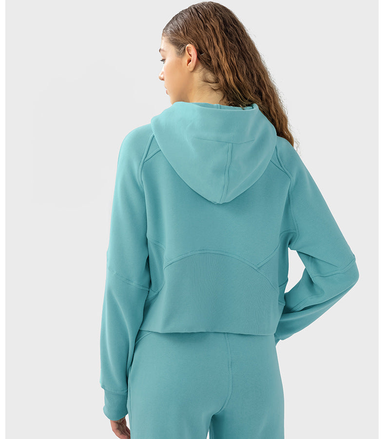 2023.09 SCA Autumn Winter warm with velvet zipper hooded sports coat loose yoga casual fashion all-in-one hoodie