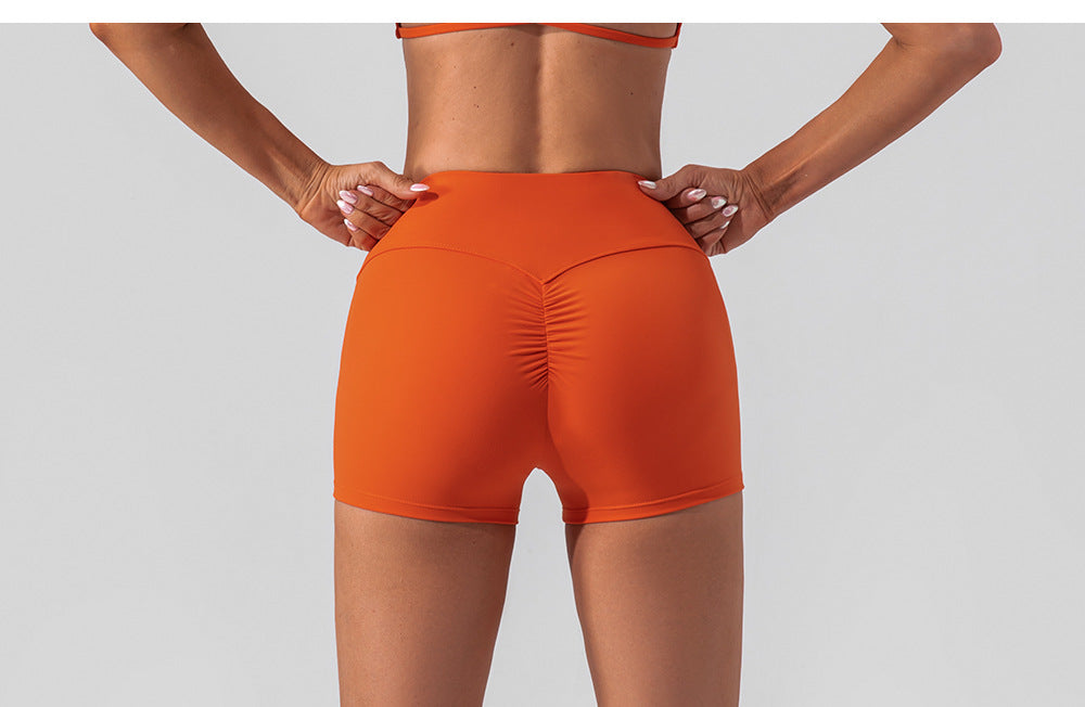 Women Shorts high-waist fitness shorts without embarrassing lines double-sided brushed yoga pants women's hip-lifting tight sports shorts