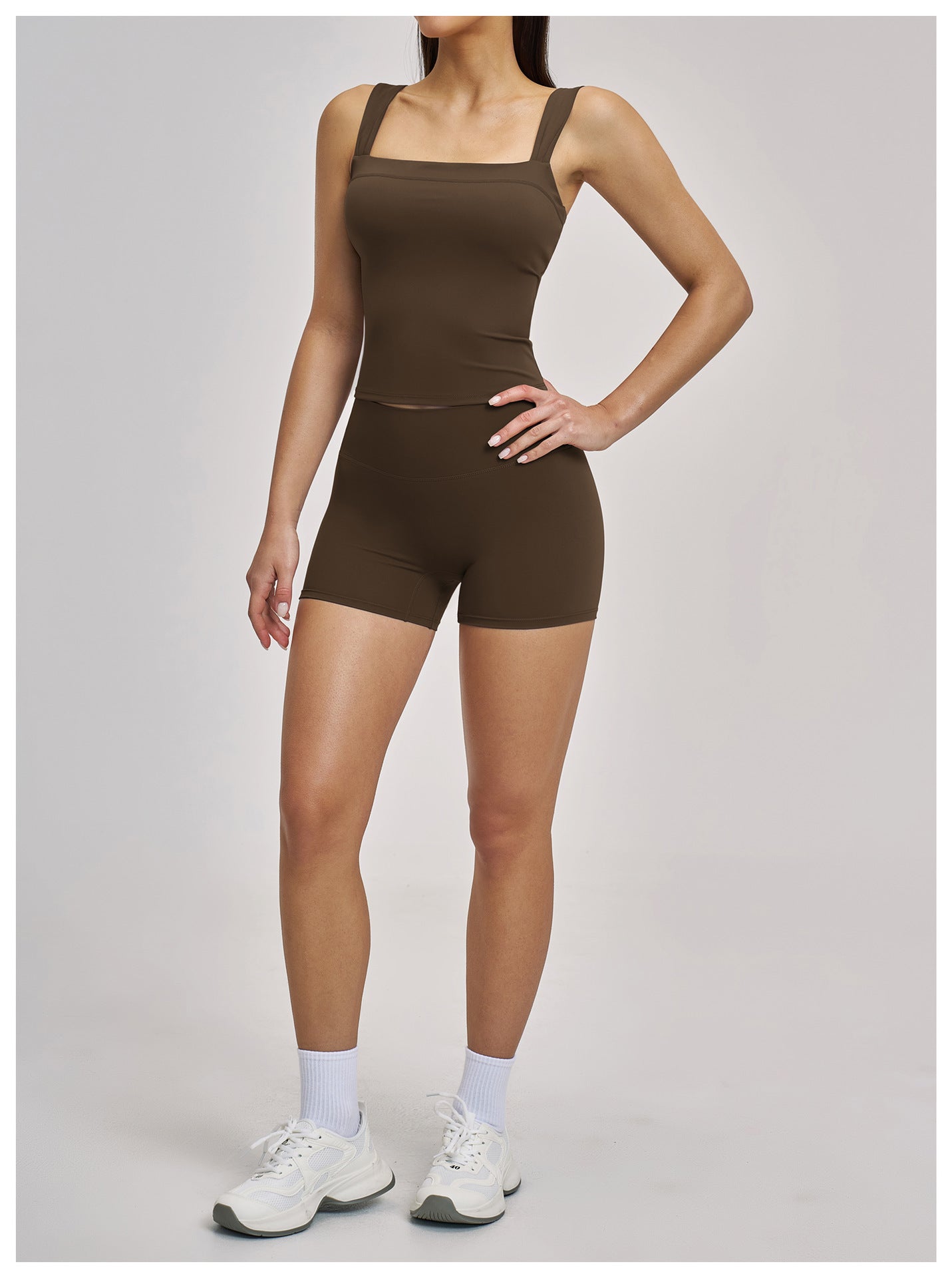 03/2026 Brushed Micro-flare Yoga Set, European and American Style Sports Running Fitness Set, Halter Neck Yoga Suit 4520