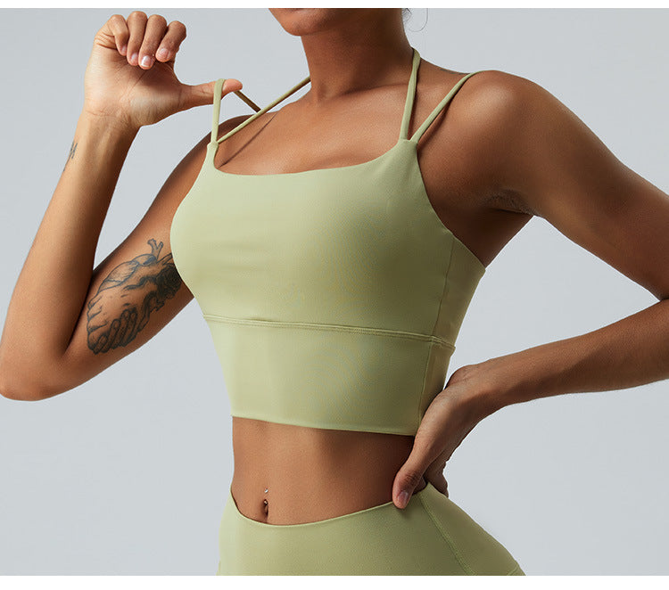 2023.09 Cloud sense sports bra women thin belt hanging neck yoga halter bra vest sports fitness clothing top