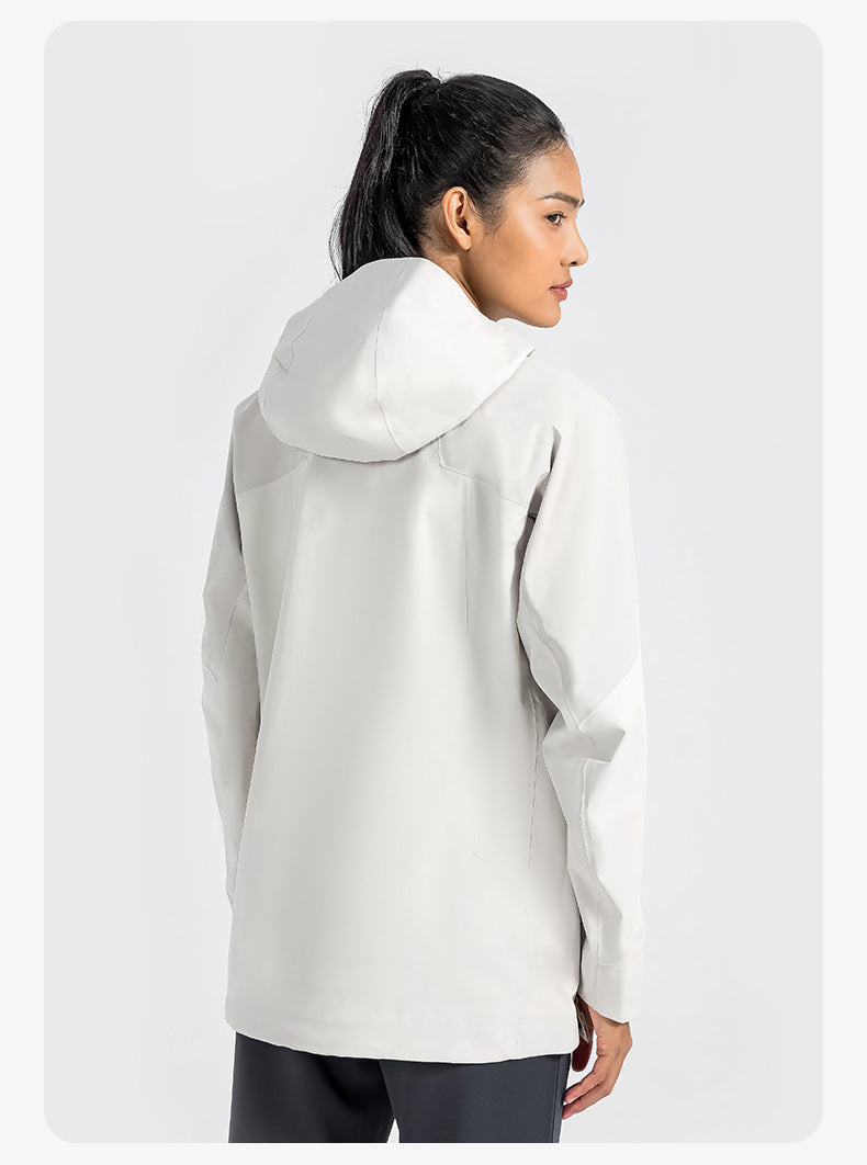 2023.09 Men and women of the same YKK zipper wear-resistant breathable mountaineering clothing three heat seal pressure glue color bird hooded hardshell jacket