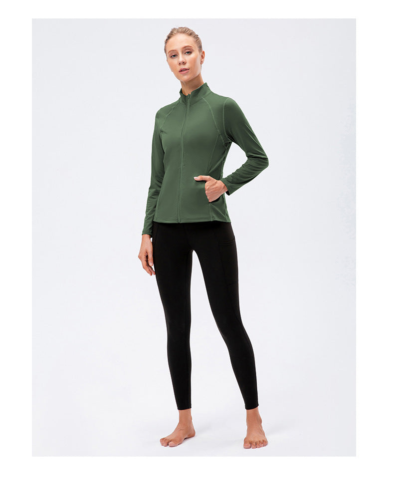 09/2025 Veste de sport à fermeture éclair et manches longues pour femme Automne/Hiver, Tenue de yoga de fitness ajustée, Haut de course élastique à séchage rapide 12613