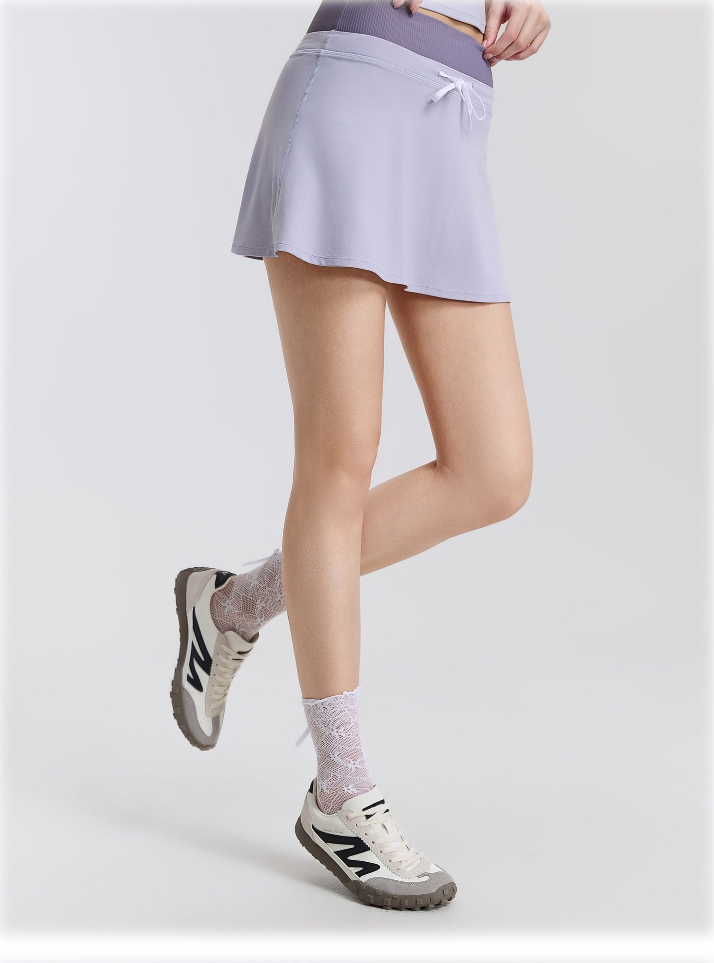 03/2026 Minifalda deportiva de secado rápido con doble cintura, minifalda de yoga elástica acanalada de corte A, minifalda de tenis deportiva antiexposición