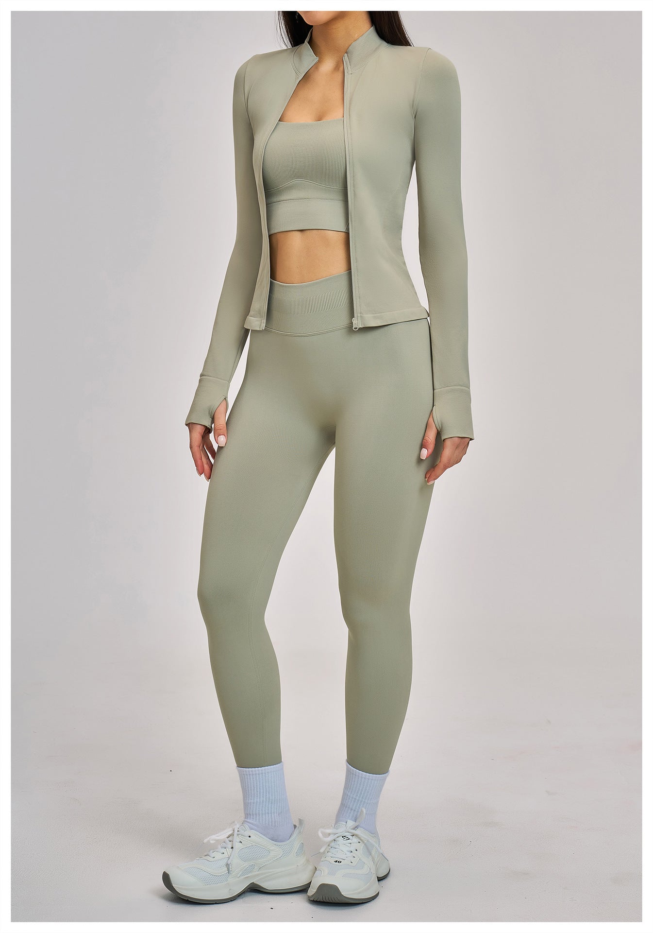 03/2026  Wholesale FOUREGG #5518 Seamless Yoga Set, Racerback Fitted Fitness Suit, High Elastic Running Sports Set for Women, 5518