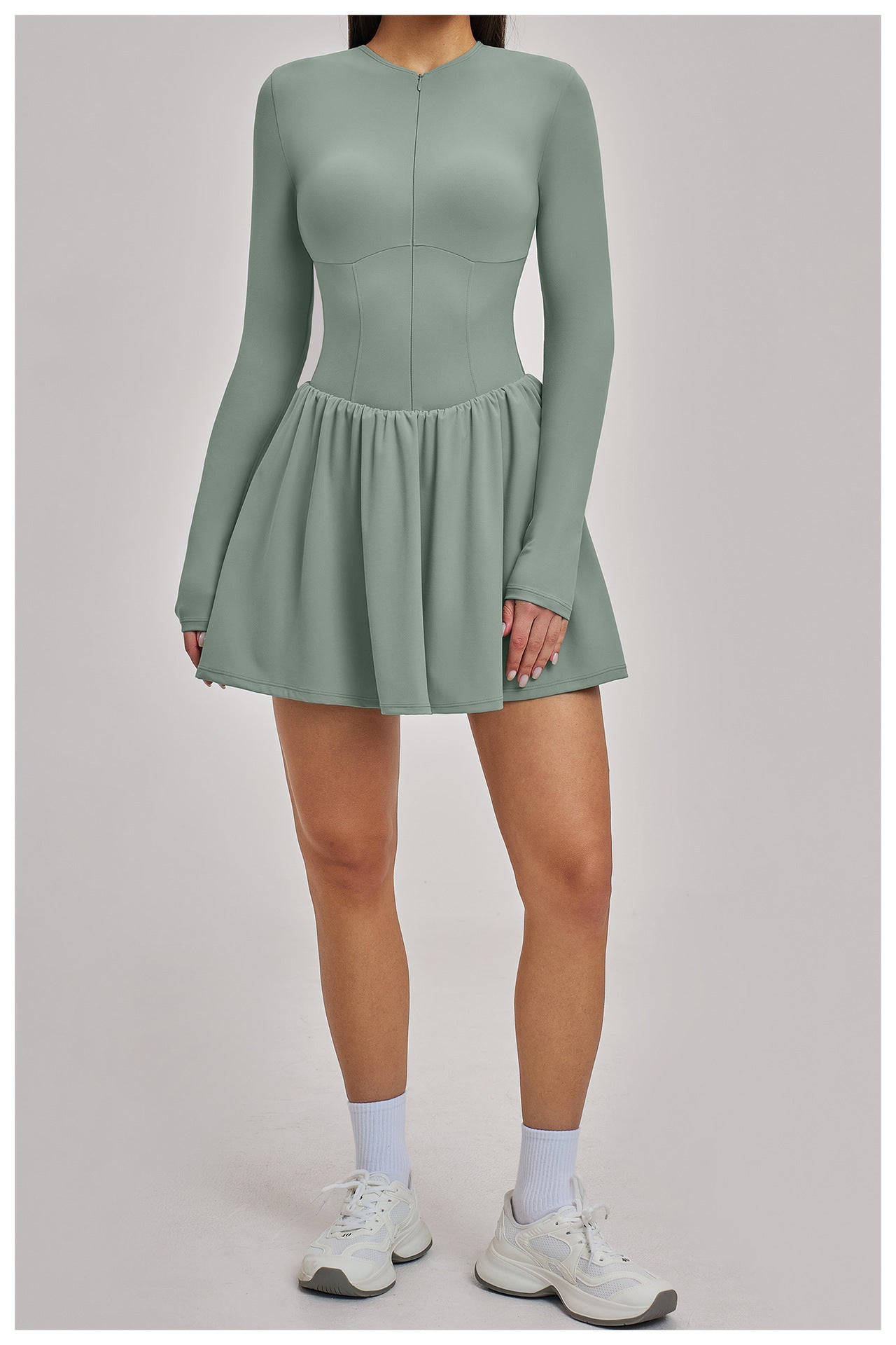 03/2026  Falda de tenis FOUREGG de imitación de dos piezas al por mayor, capa base, falda con bolsillo anticomprometida para fitness, vestido deportivo 9577