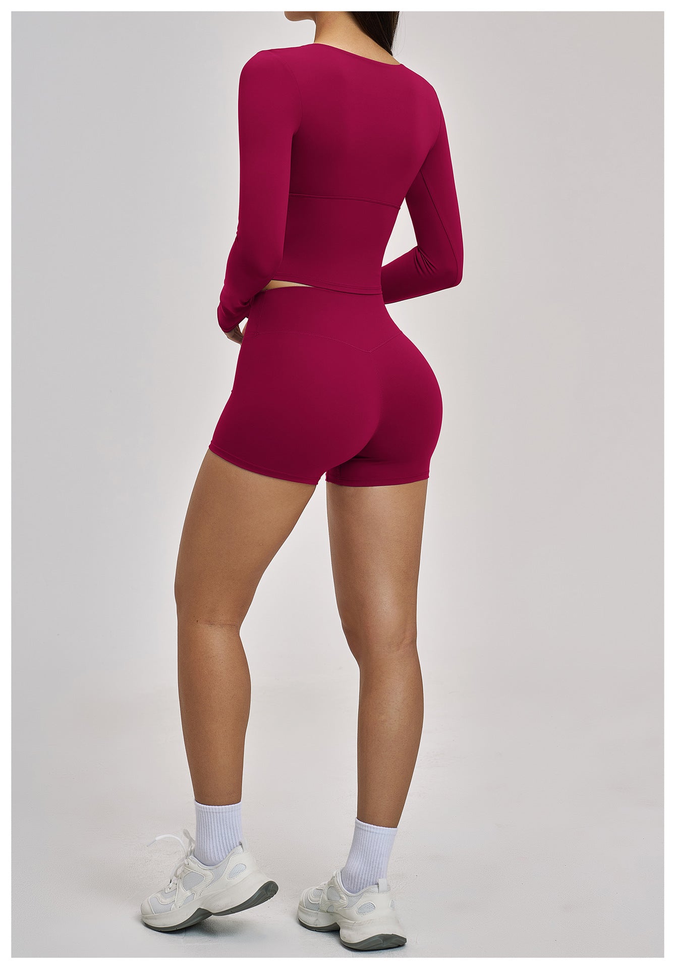 03/2026 European and American style long-sleeved yoga suit, sports running halter neck fitness suit, brushed backless yoga wear 4520