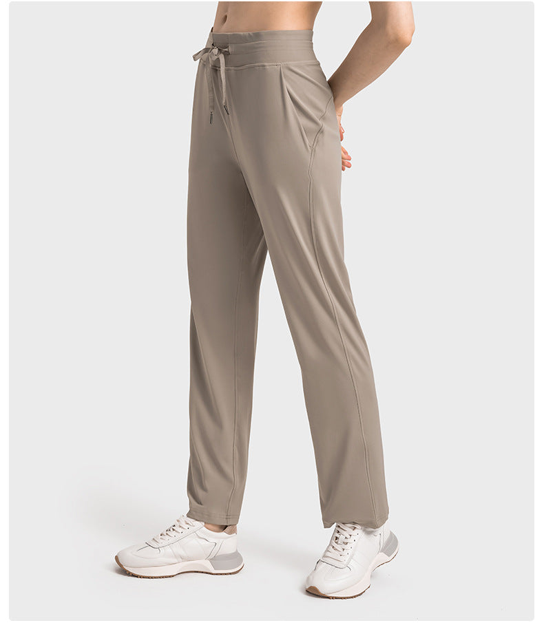 Hyosung Spandex Straight Casual All-match Sports Trousers Women's High Waist Abdominal Training Fitness Yoga Pants