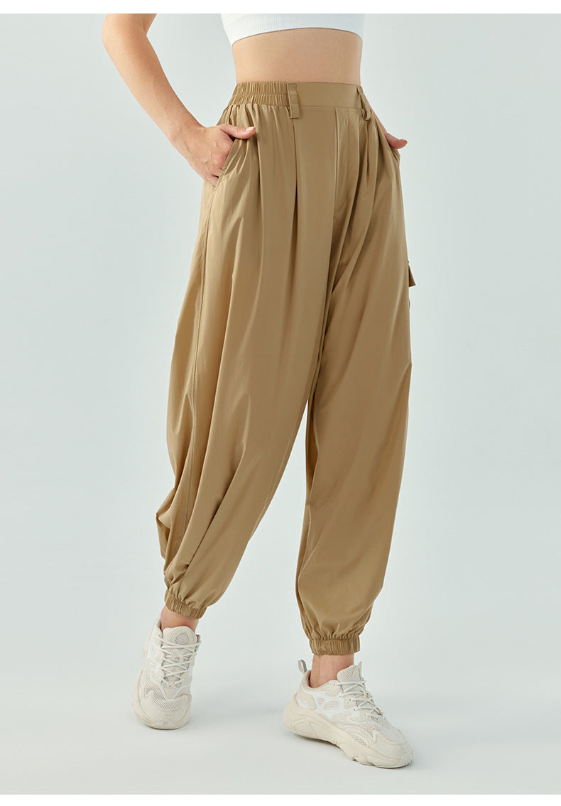 2023.09 New autumn and winter breathable loose vertical fitness pants ultra-thin breathable quick-drying running track pants for women