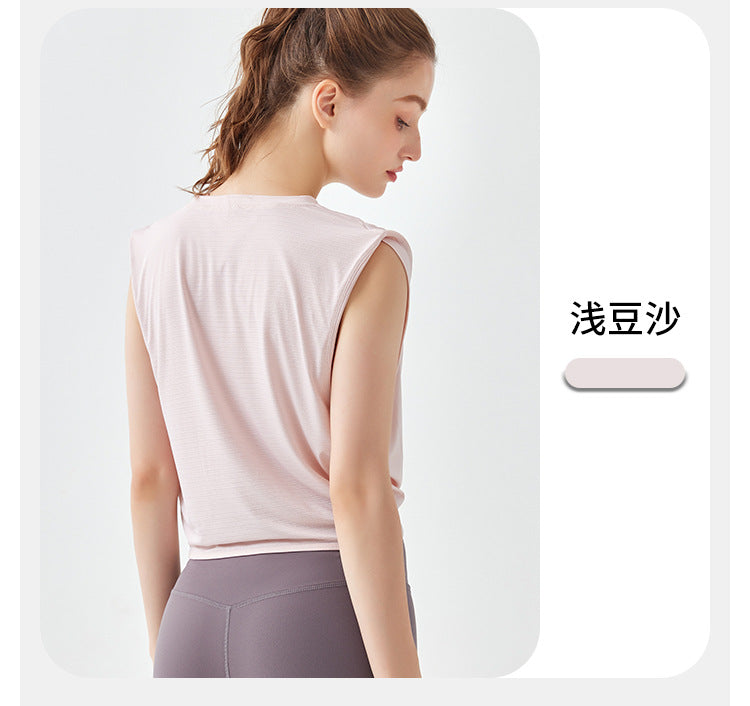 23.08 Quick-drying sleeveless sports vest women wear fitness clothes running tops yoga clothes Pilates training breathable blouse