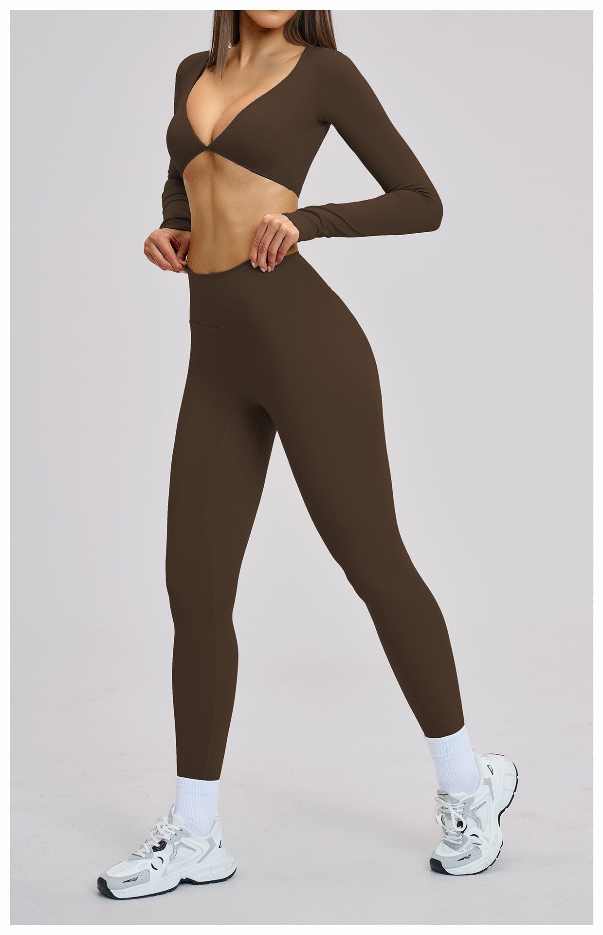03/2026 Brushed Micro-flare Yoga Set, European and American Style Sports Running Fitness Set, Halter Neck Yoga Suit 4201