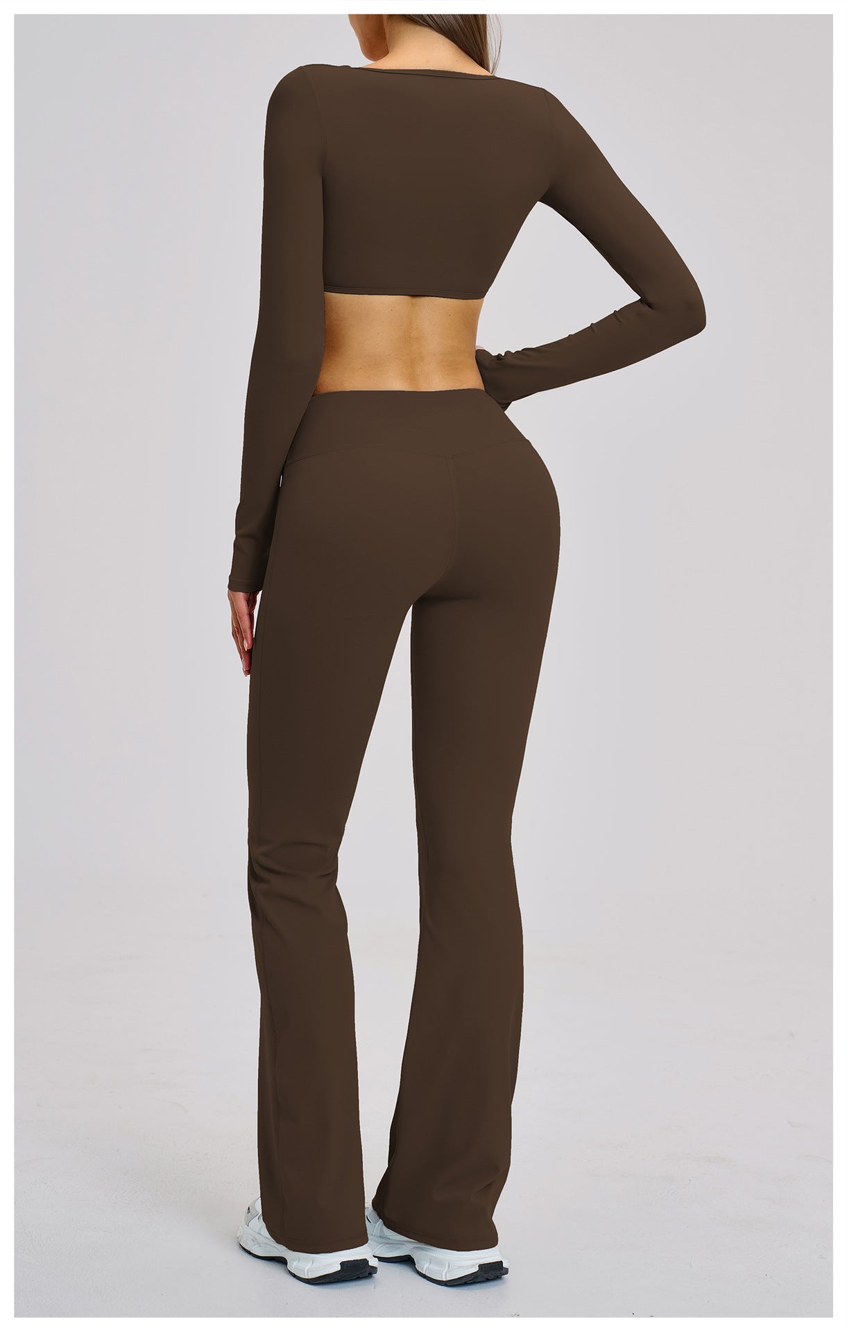 03/2026 Brushed Micro-flare Yoga Set, European and American Style Sports Running Fitness Set, Halter Neck Yoga Suit 4201