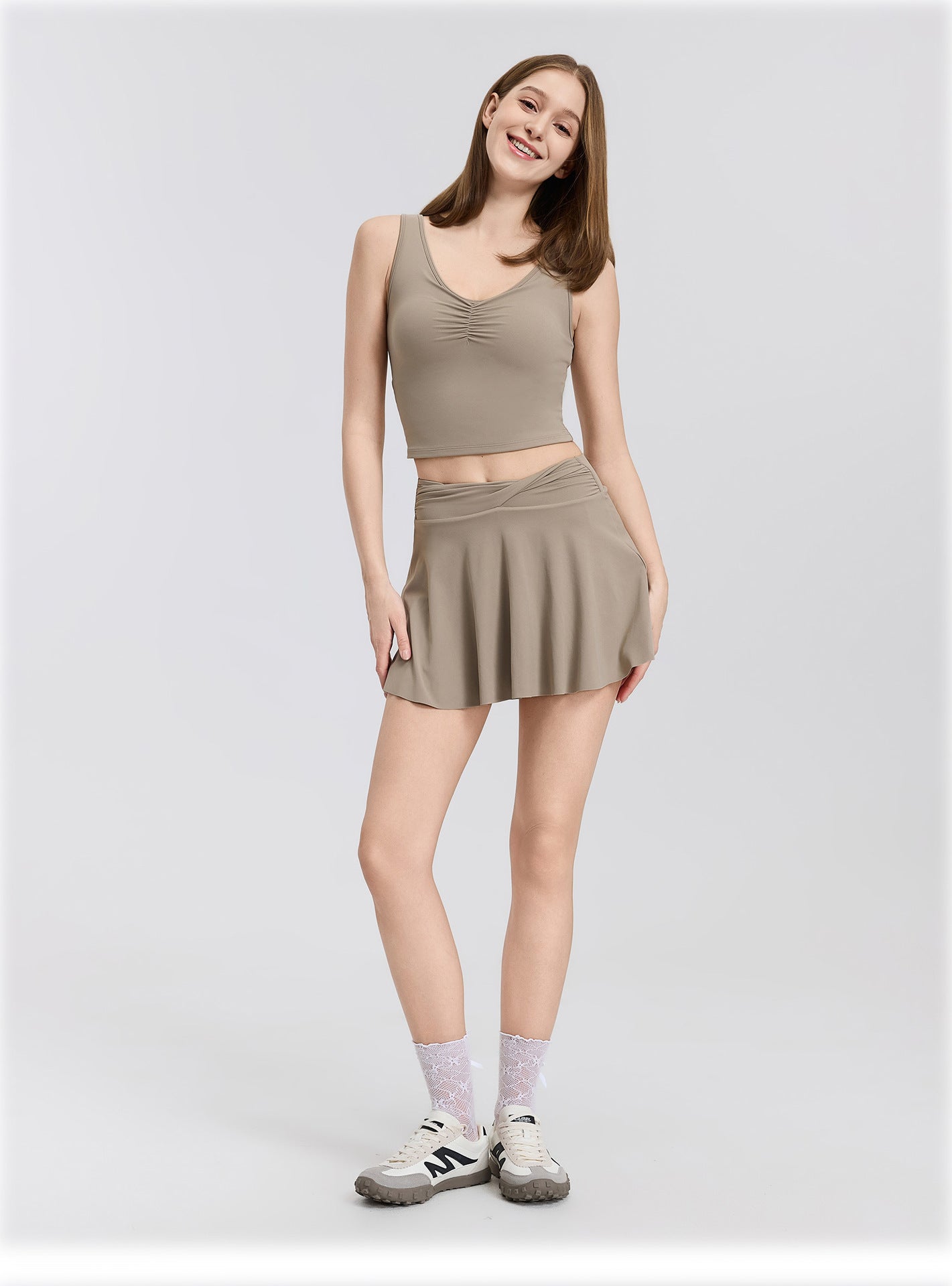 03/2026 fouregg Cloud-Feel One-Shoulder Yoga Top Built-in Bra Running Tops DX5874