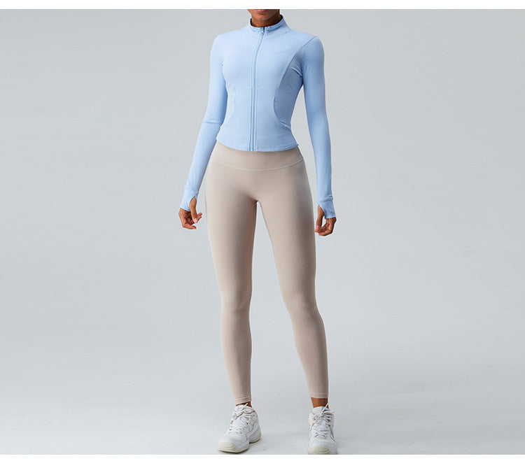2023.09 Autumn new cloud sense zipper yoga coat female slimming long sleeve fitness coat quick drying sports coat
