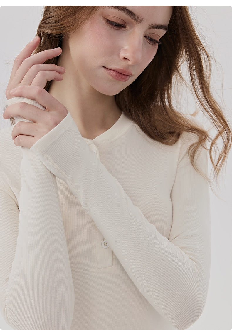 01/2026 Lenzing Modal Long-Sleeve Yoga Shirt for Women with Henley Collar, Comfortable and Breathable Sports T-Shirt, Pilates Fitness Top