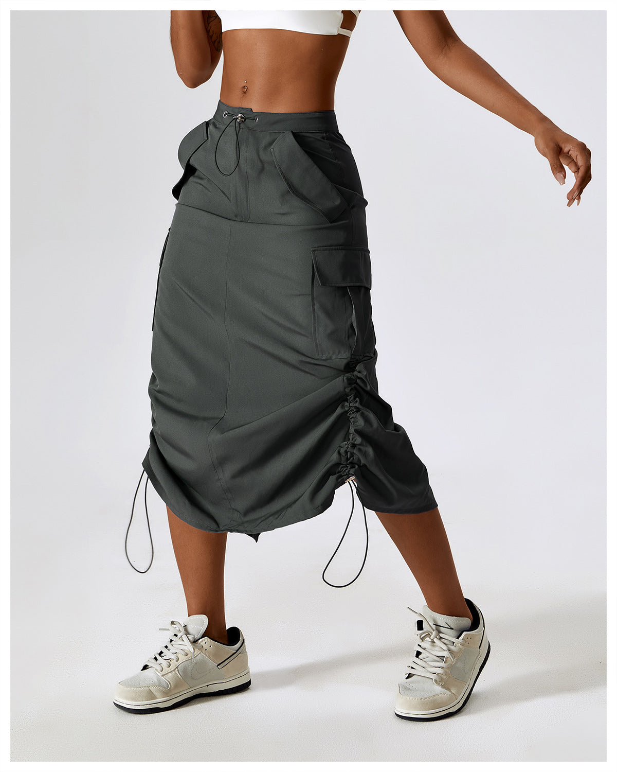 23.07 retro tooling skirt waist sports casual skirt mid-length all-match tooling pocket skirt 8336