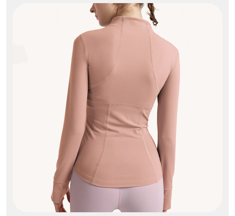 2023.08 Yoga clothing stand-up collar cardigan zipper sports jacket women's tight-fitting running quick-drying long-sleeved fitness clothing jacket jacket autumn