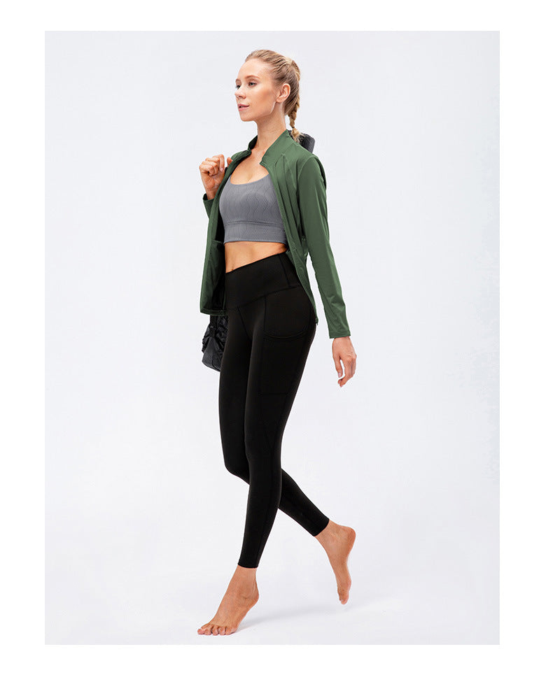 09/2025 Veste de sport à fermeture éclair et manches longues pour femme Automne/Hiver, Tenue de yoga de fitness ajustée, Haut de course élastique à séchage rapide 12613