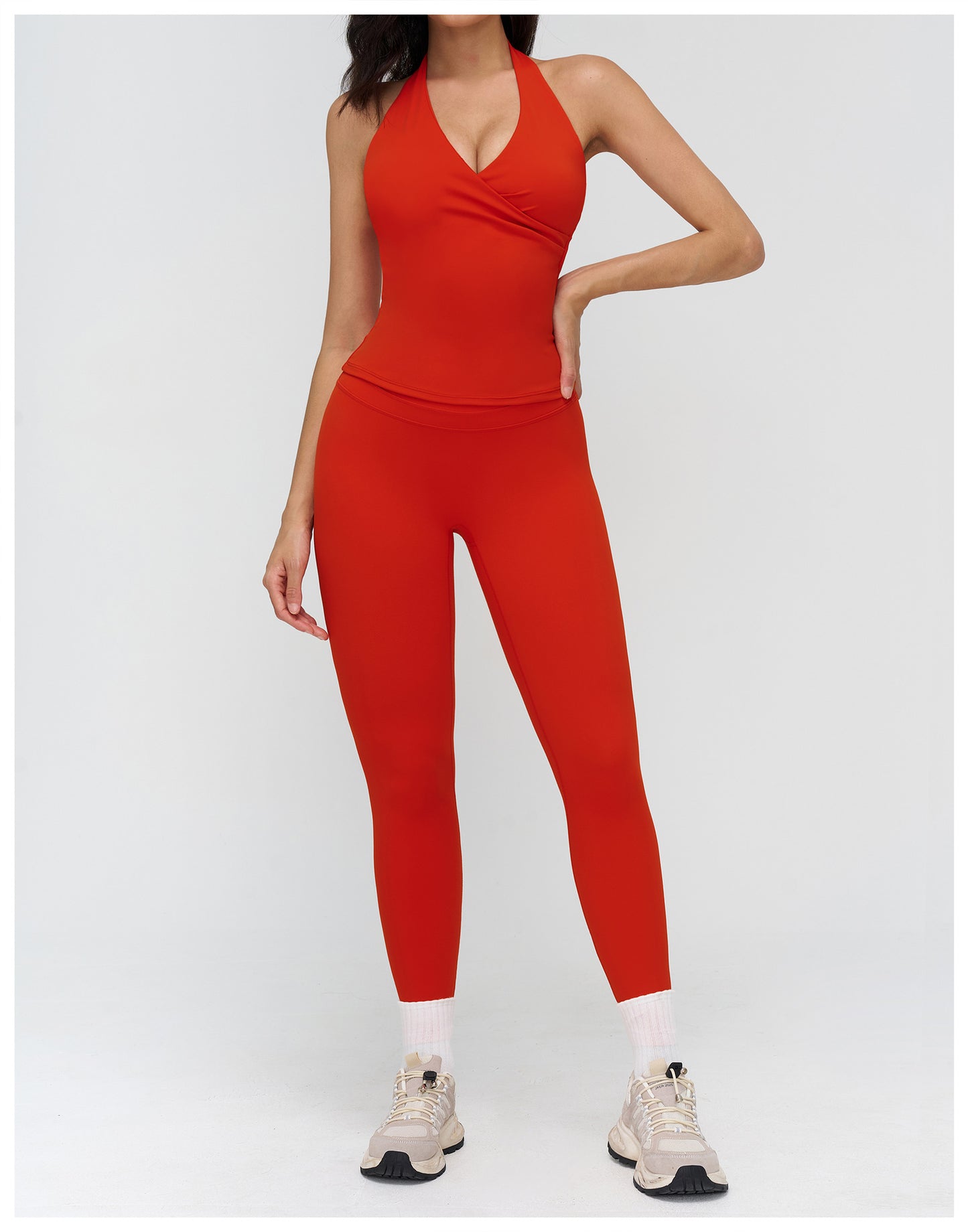 12/2025 V-neck halter yoga vest, tight brushed back beauty sports vest, outdoor running fitness underwear 3109