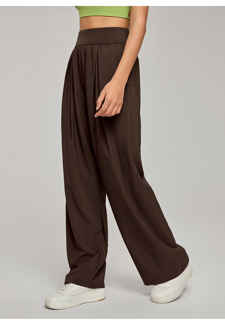 01/2025 New loose-fitting casual sports pants for women, high-waisted, slimming, yoga pants, breathable, drapey, straight leg, wide-leg, pockets, sweatpants.