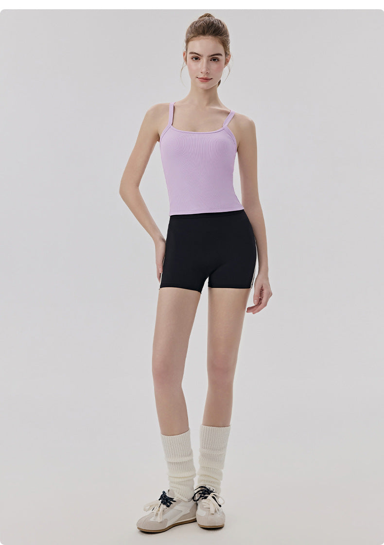 01/2026 Chaleco de yoga de canalé primavera/verano para mujer con sujetador acolchado, sin necesidad de usar ropa interior, chaleco deportivo sexy con espalda descubierta en forma de Y