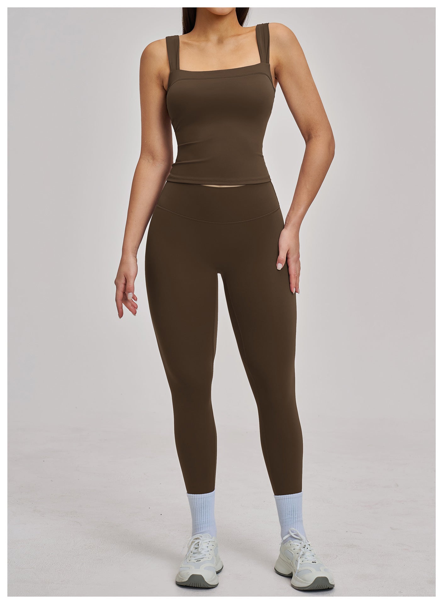 03/2026 Spring European and American style outdoor sports fitness suit, brushed tight-fitting yoga wear, shockproof sports suit for women, 4520