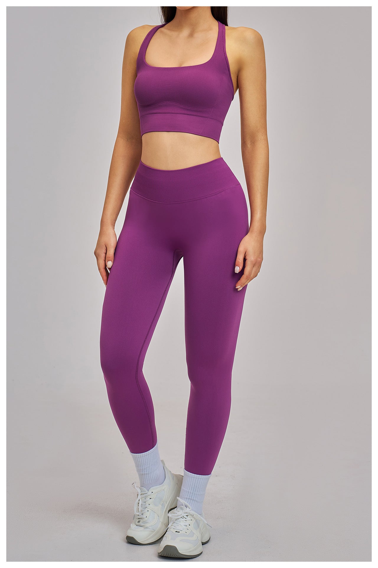 03/2026 Wholesale FOUREGG #5518 Seamless Yoga Set, Racerback Fitted Fitness Suit, High Elastic Running Sports Set for Women, 5518