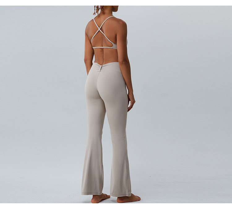 2023.08 Autumn new naked sense of lean speaker yoga pants women micro stretch wide leg pants high waist lift hip outdoor sports fitness pants