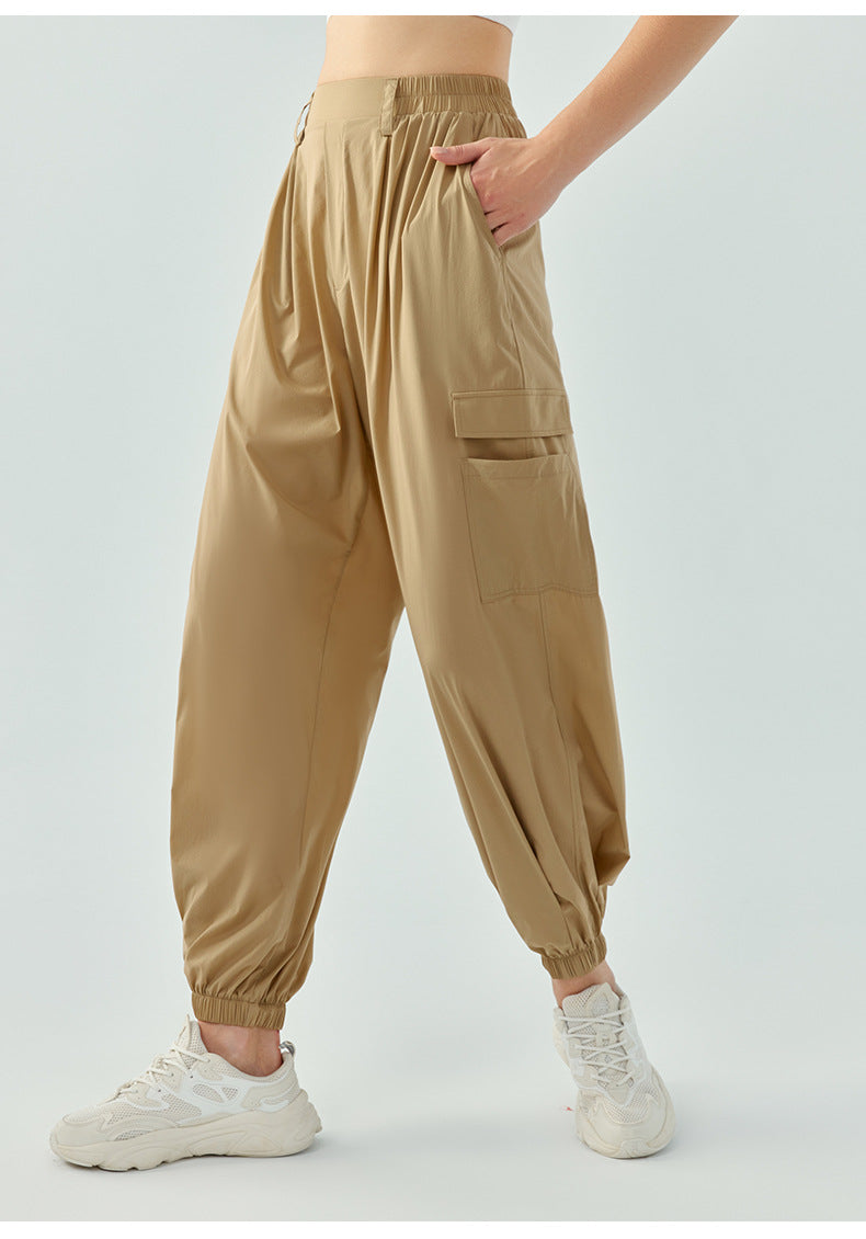 2023.09 New autumn and winter breathable loose vertical fitness pants ultra-thin breathable quick-drying running track pants for women