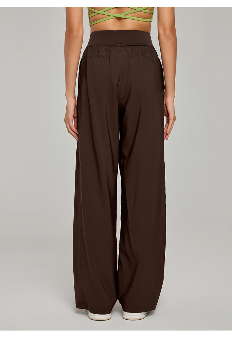 01/2025 New loose-fitting casual sports pants for women, high-waisted, slimming, yoga pants, breathable, drapey, straight leg, wide-leg, pockets, sweatpants.