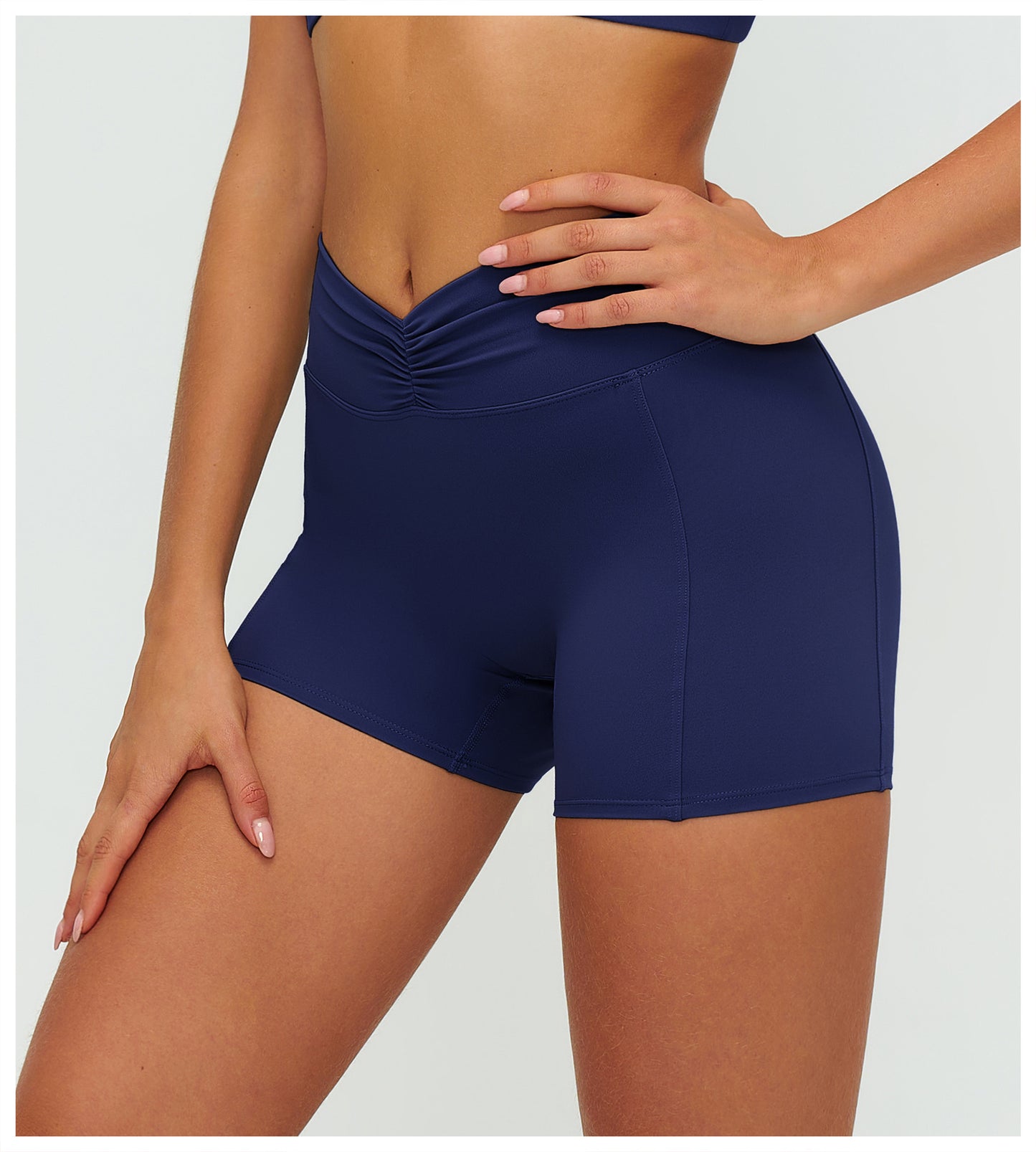 12/2025 Women's high-waisted, brushed yoga shorts with pleats and hip-lifting design, perfect for outdoor running and sports (style number 9313).