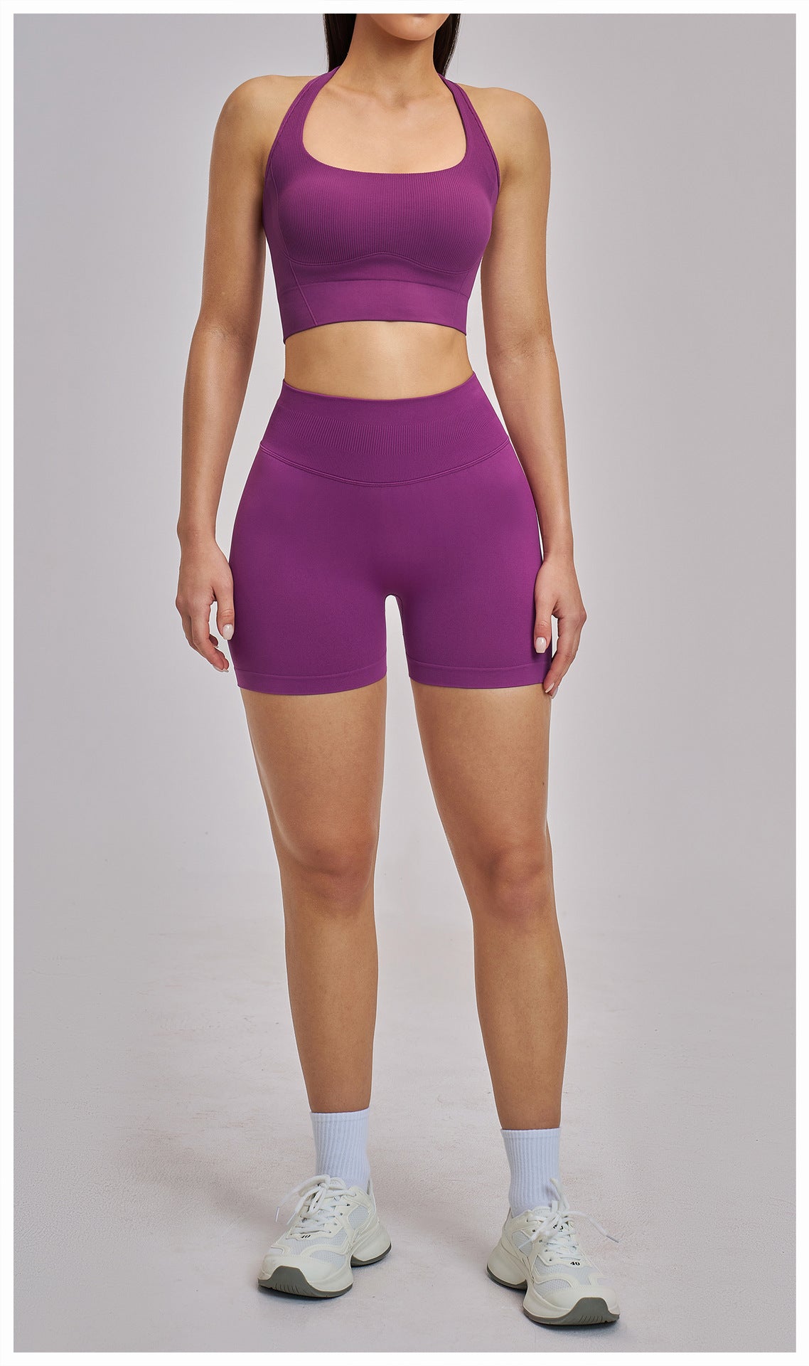 03/2026 Racerback Fitted Yoga Set, Seamless Fitness Wear, High-Elastic Running Sports Set for Women, 5518
