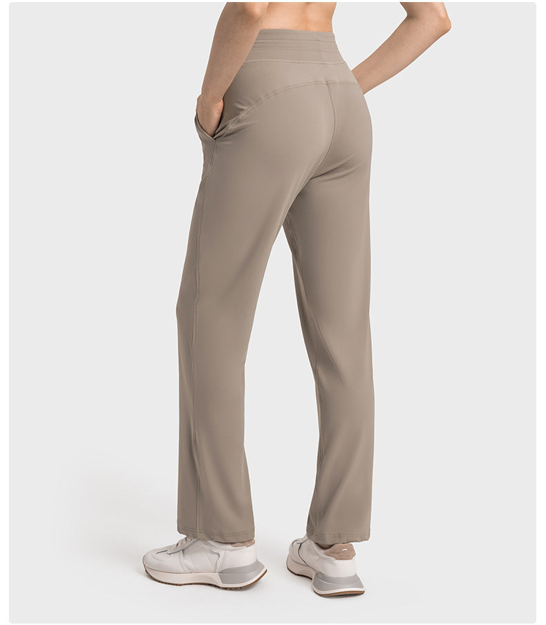 Hyosung Spandex Straight Casual All-match Sports Trousers Women's High Waist Abdominal Training Fitness Yoga Pants