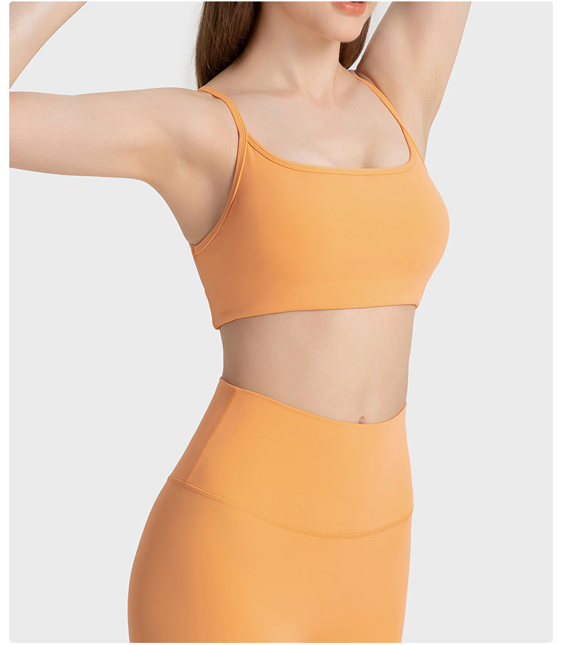 02/2023 updated thin strap cross hollow beautiful back sports bra bra low intensity yoga Pilates sports underwear