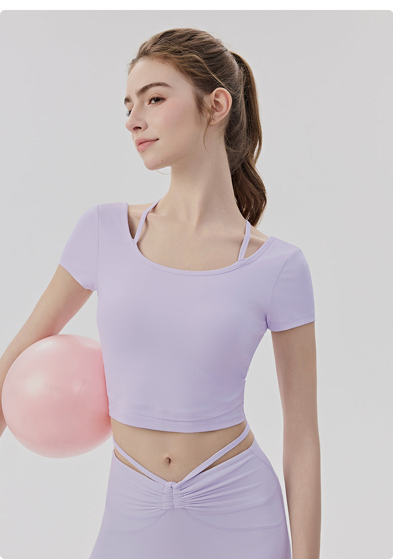 01/2026 Cooling Yoga Set Two-Piece Set with High-End Feel, Padded Bra, Pilates, Nude Comfort Fitness Wear Sports Set for Women