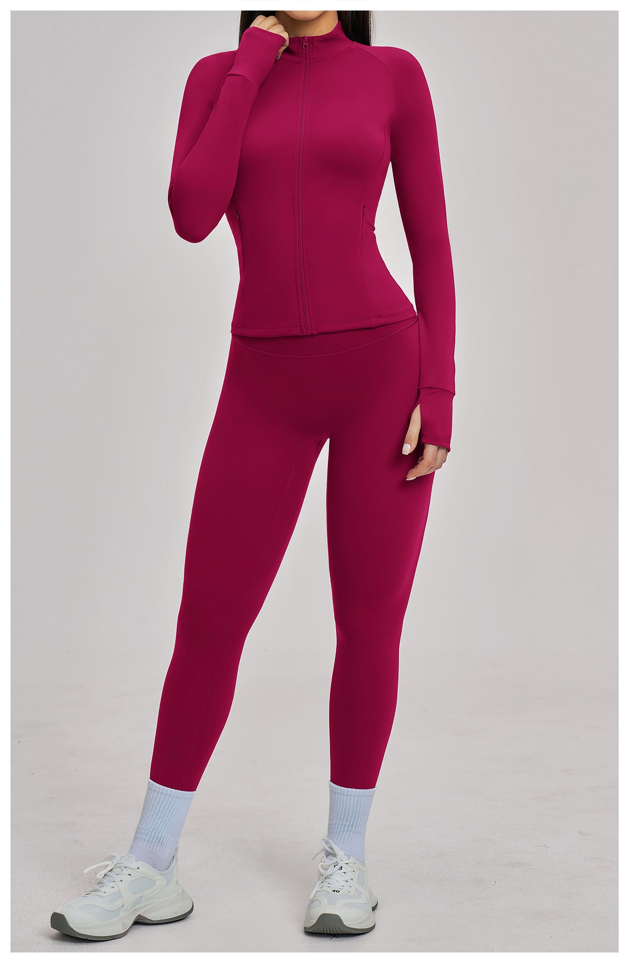 03/2026 Women's Zipper Casual Yoga Set, Brushed Outdoor Cycling Running Sports Fitness Set 4510