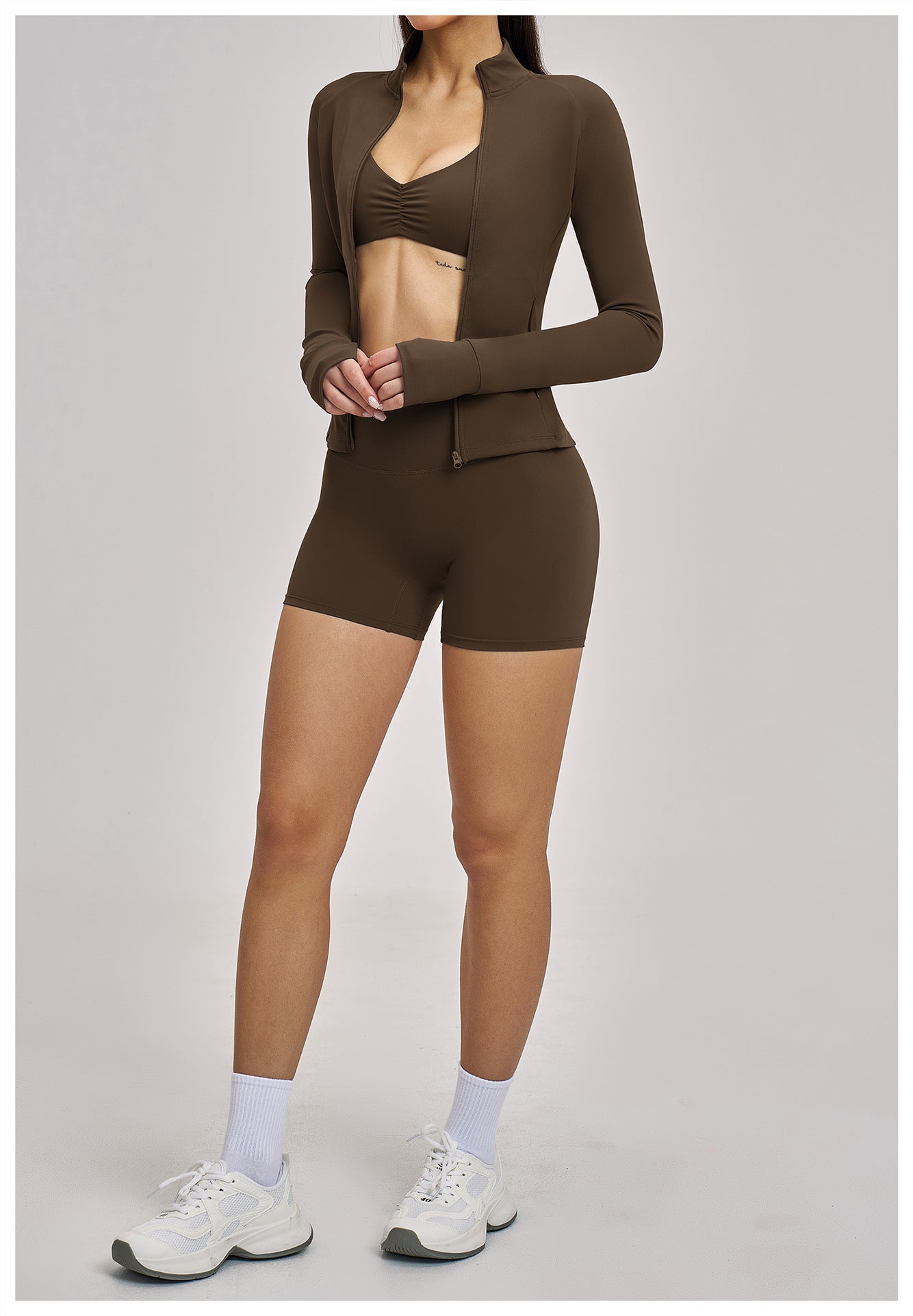03/2026 Spring Yoga Set Casual Fitness Suit Women's Outdoor Running Sports Three-Piece Set 4510